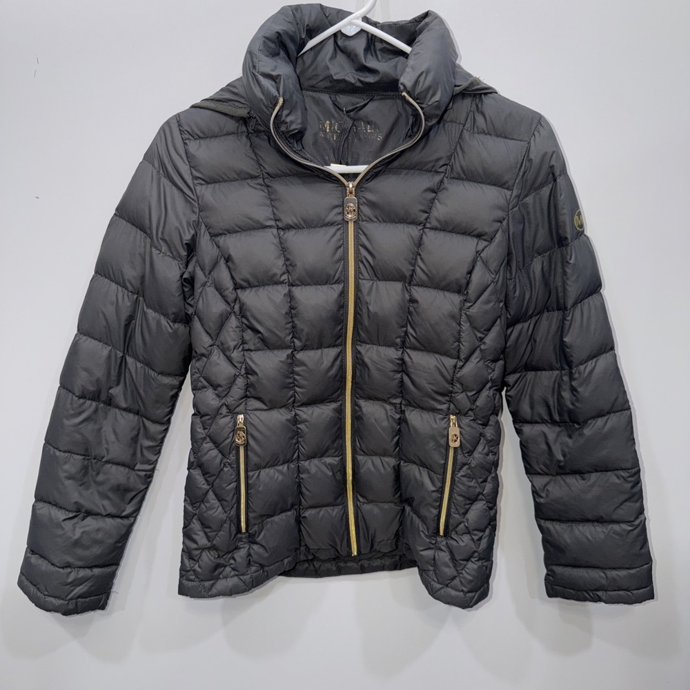Michael‎ Kors Packable Down Fill Quilted Puffer Jacket Womens Gray size XS